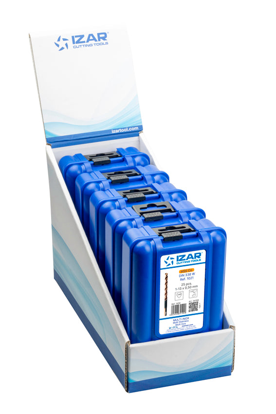 Burghiu Set DIN338 25-PCS. - 1456 - EXPO BOX-PALLET 5 SetS 1-13X0.50 MULTI-INOX (1021) IZAR