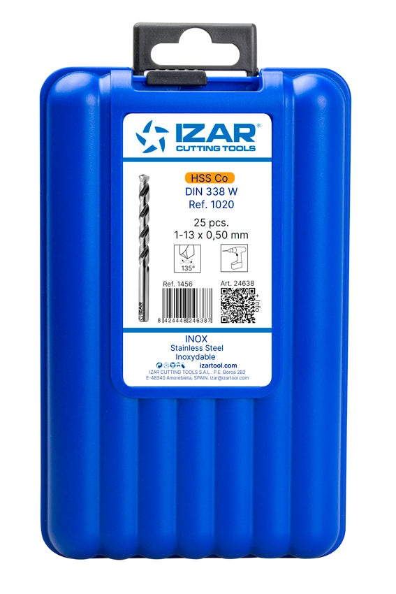 Burghiu Set DIN338 25-PCS. - 1456 - EXPO BOX-PALLET 5 SetS 1-13X0.50 INOX (1020) IZAR