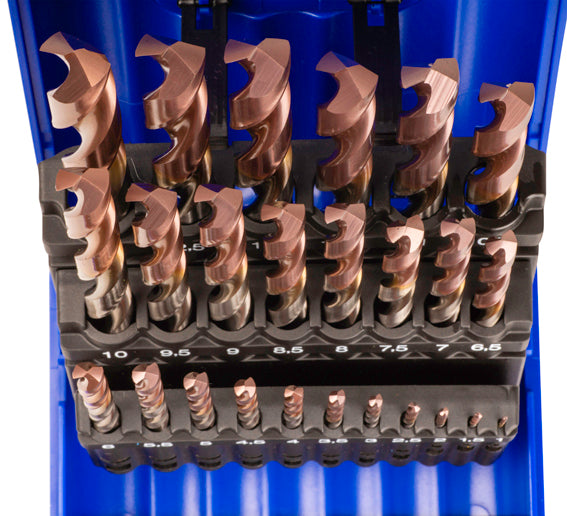 Burghiu Set DIN338 25-PCS. - 1456 - 1-13X0.50 HSSE+Bordeaux (1029) - varf Bordeaux IZAR