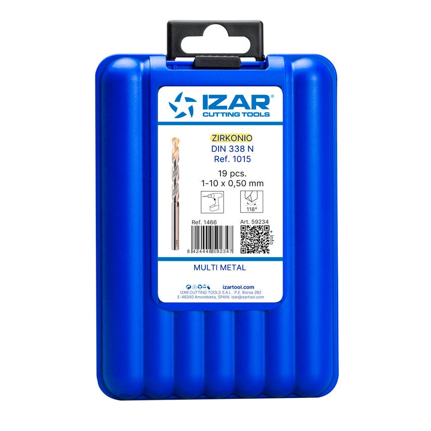 Burghiu Set DIN338 19-PCS. - 1466 - 1-10X0.50 Zirconiu (1015) IZAR