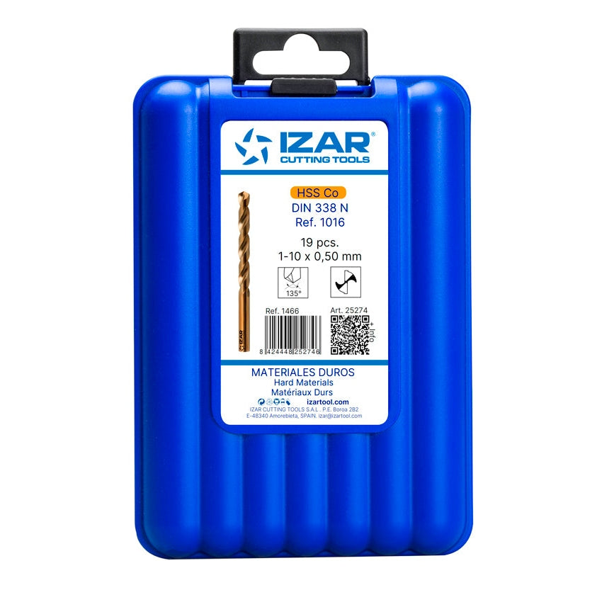 Burghiu Set DIN338 19-PCS. - 1466 - 1-10X0.50 HSS Co (1016) IZAR