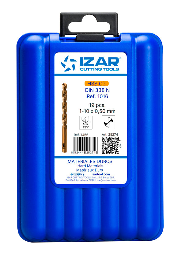 Burghiu Set DIN338 19-PCS. - 1466 - EXPO BOX PALLET 5 SetS 1-10X0.50 HSS Co (1016) IZAR