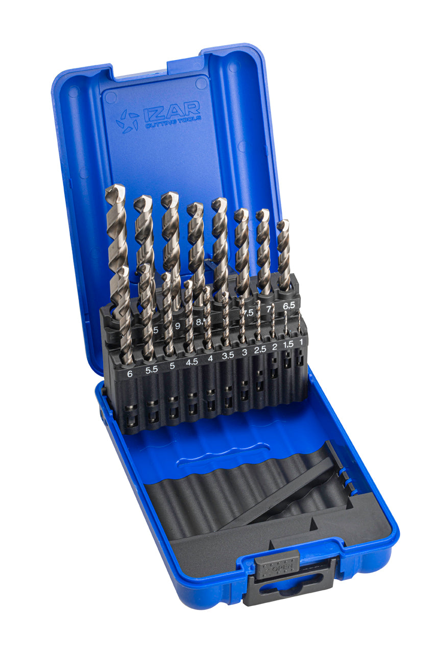 Burghiu Set DIN338 19-PCS. - 1466 - EXPO BOX PALLET 5 SetS 1-10X0.50 INOX (1020) IZAR