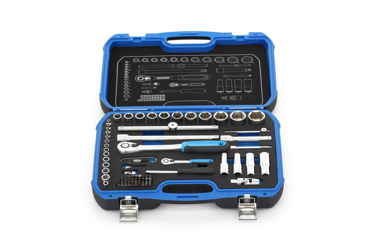 Set chei tubulare 1/2", cu cleste tip cheie, 18 piese, Nr. 19 DMU 183, GEDORE - sefira.ro