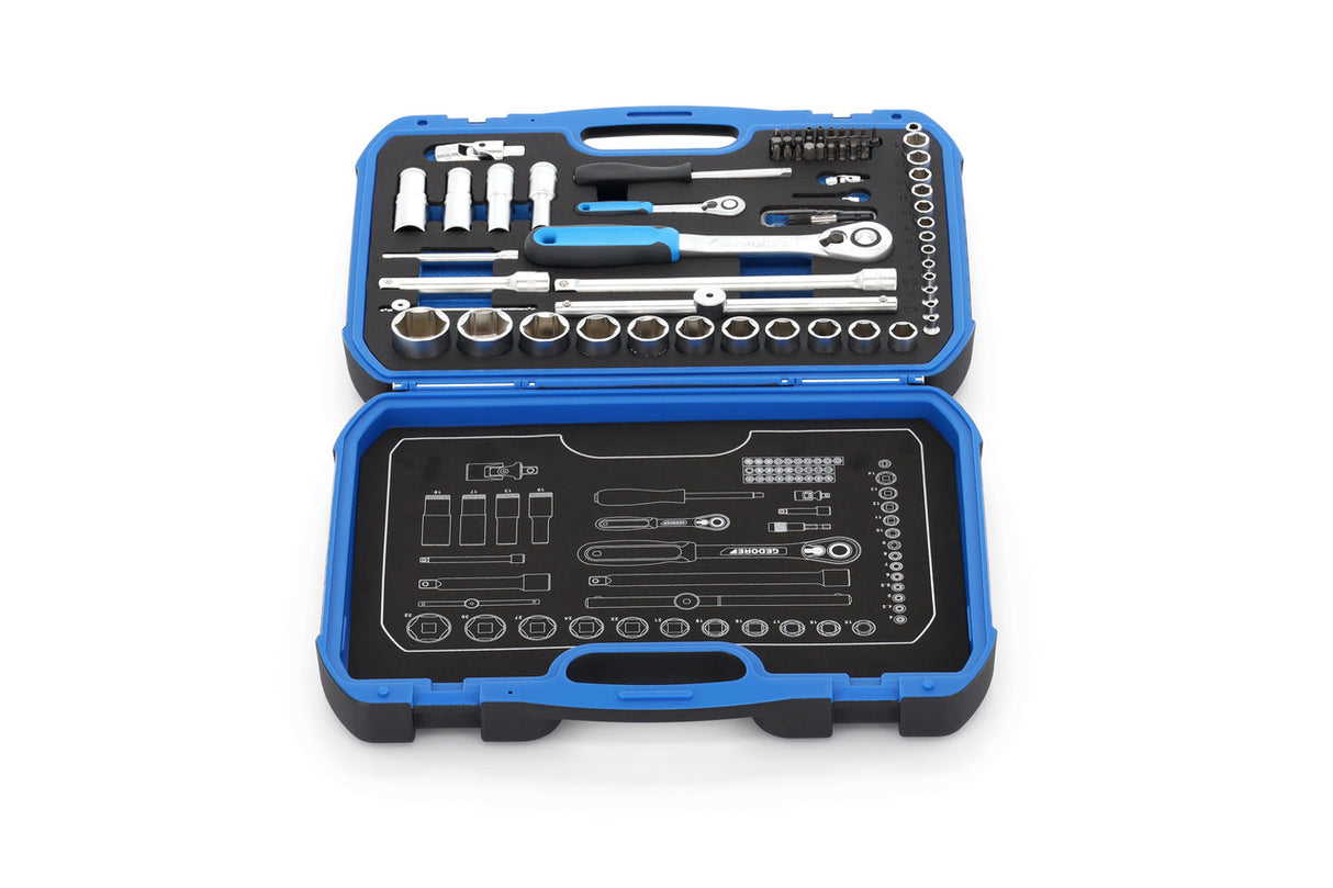 Set chei tubulare 1/2", cu cleste tip cheie, 18 piese, Nr. 19 DMU 183, GEDORE - sefira.ro