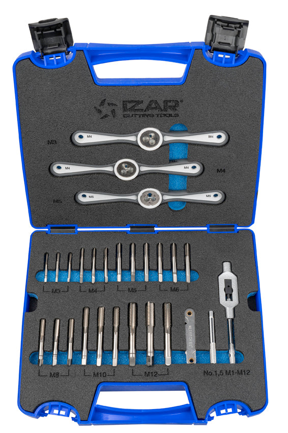 Filiera MONOBLOCK + Tarod de mana Set - 3006 - M3-M12 + COMBI 30 PCS IZAR