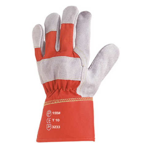 Manusi de protectie pentru lucru, EUROSTRONG 155, marimea 8, piele bovina hq, culoare gri/rosu, COVERGUARD - sefira.ro