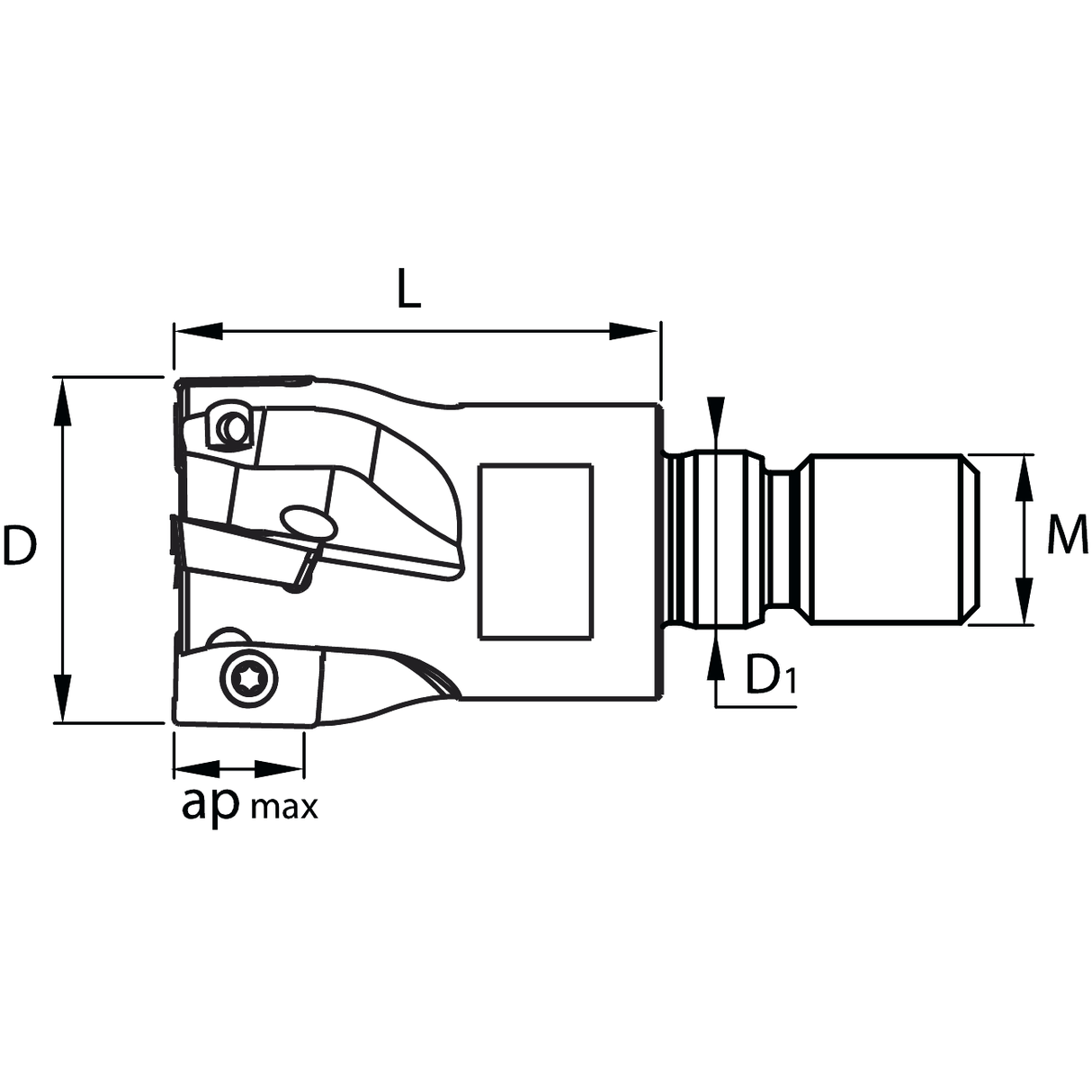 Freze cu umar patrat, cu Placute pe o singura parte si ax cilindric KERFOLG WALL - sefira.ro