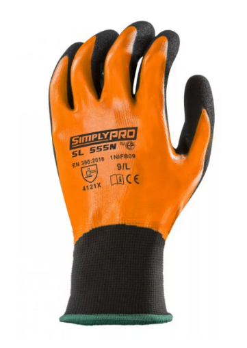 Manusi de protectie SIMPLY PRO, marimea 6, dublu strat, negru/portocaliu, 3/4, EUROTEHNIQUE - sefira.ro