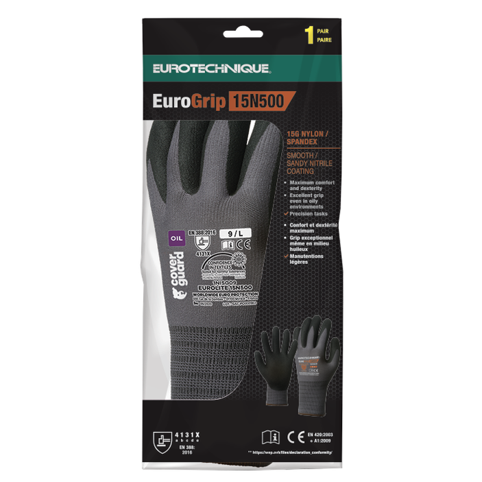 Manusi de protectie EUROLITE, marimea 6, palme imersate in nitril, antialunecare, COVERGUARD - sefira.ro