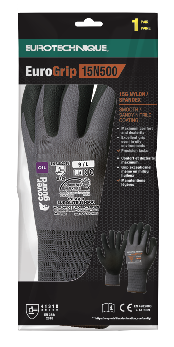 Manusi de protectie EUROLITE, marimea 6, palme imersate in nitril, antialunecare, COVERGUARD - sefira.ro