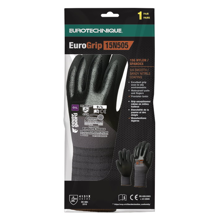 Manusi de protectie EUROLITE, marimea 6, palme imersate in nitril 3/4, antialunecare, COVERGUARD - sefira.ro