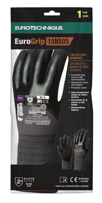 Manusi de protectie EUROLITE, marimea 6, palme imersate in nitril 3/4, antialunecare, COVERGUARD - sefira.ro