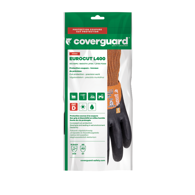 Manusi de protectie EUROCUT L400 CUT C, marimea 9, medii umede, 13 G, EUROTEHNIQUE - sefira.ro