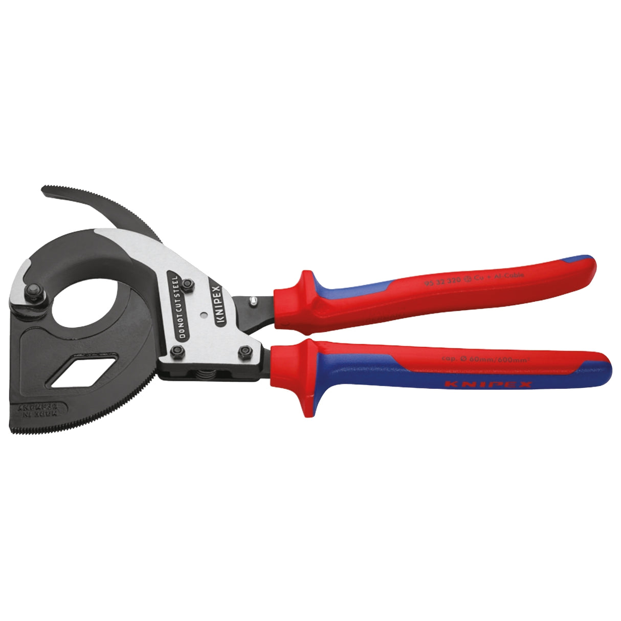 Dispozitiv de taiat cabluri cu clichet pentru cabluri de cupru si aluminiu ø 32 mm KNIPEX 95 32 320 - sefira.ro
