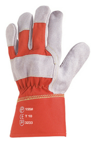 Manusi de protectie pentru lucru, EUROSTRONG 155, marimea 8, piele bovina hq, culoare gri/rosu, COVERGUARD - sefira.ro