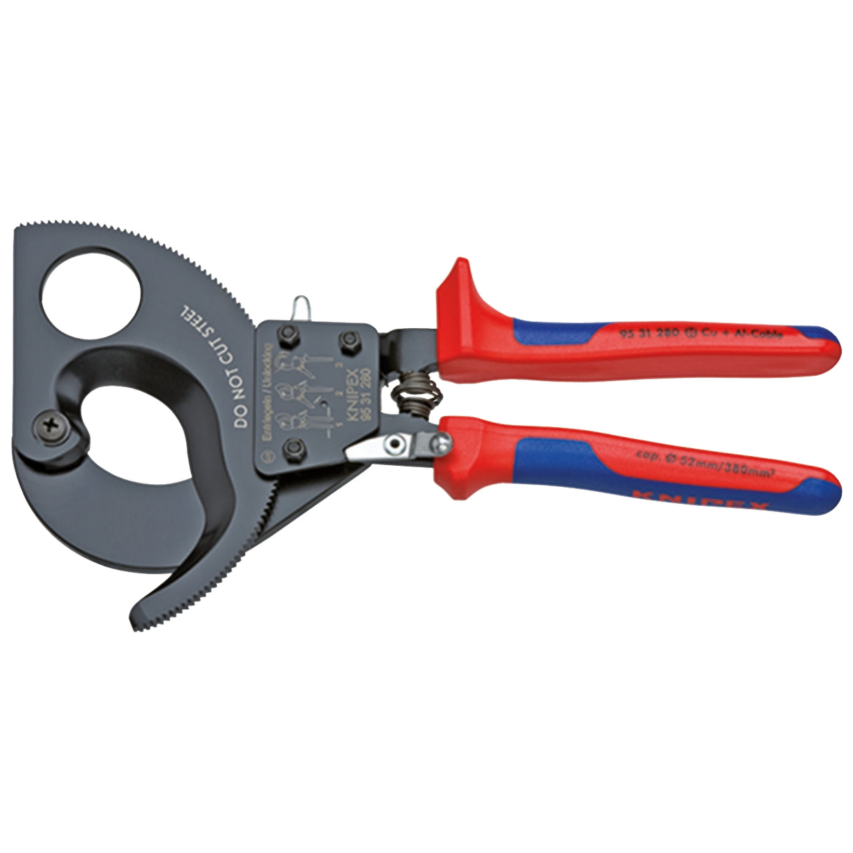 Dispozitiv de taiat cabluri cu clichet pentru cabluri de cupru si aluminiu ø 32 mm KNIPEX 95 31 280 - sefira.ro