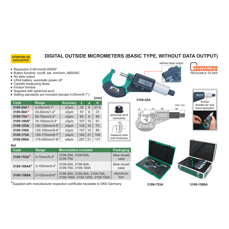 Micrometru Digital INSIZE 0.001mm - sefira.ro