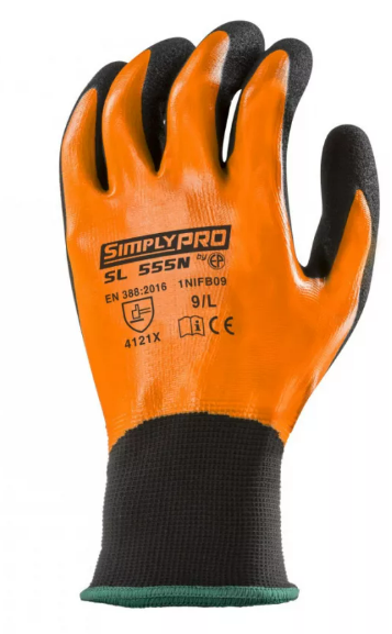 Manusi de protectie SIMPLY PRO, marimea 6, dublu strat, negru/portocaliu, 3/4, EUROTEHNIQUE - sefira.ro