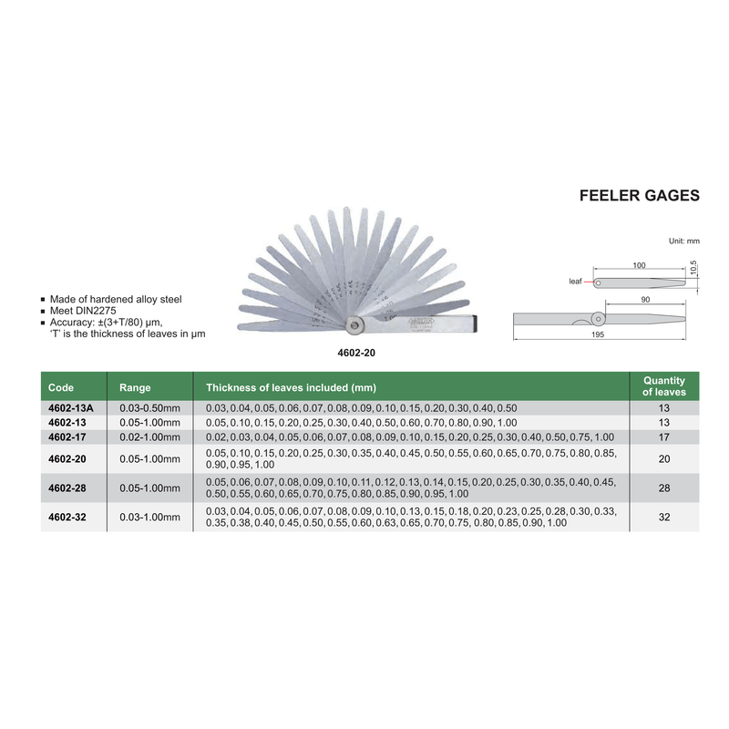 Set Lere grosime INSIZE Lungime 100mm - sefira.ro