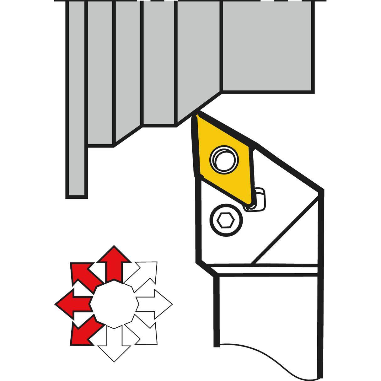 Suporturi de scule de strunjire externe pentru placute negative KERFOLG TURN forma D - PDJNR/ - sefira.ro