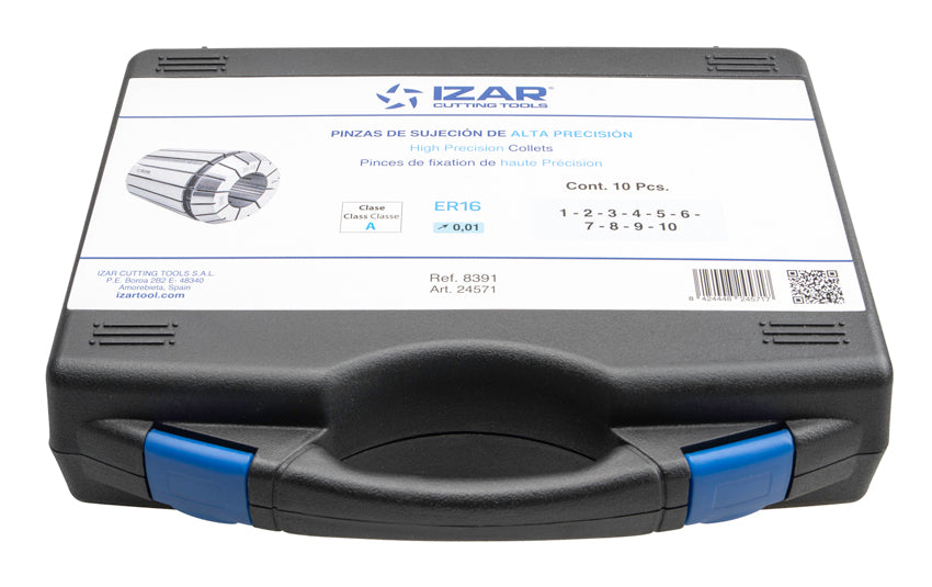 Bucsa elastica ER de precizie 10-MICRON DIN-6499B - 8391 - Set ER16 - 10 pcs. (1 - 2 - 3 - 4 - 5 - 6 - 7 - 8 - 9 - 10) IZAR