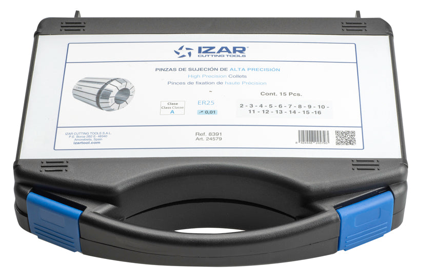 Bucsa elastica ER de precizie 10-MICRON DIN-6499B - 8391 - Set ER11 - 13 pcs. (1 - 1.5 - 2 - 2.5 - 3 - 3.5 - 4 - 4.5 - 5 - 5.5 - 6 - 6.5 - 7) IZAR