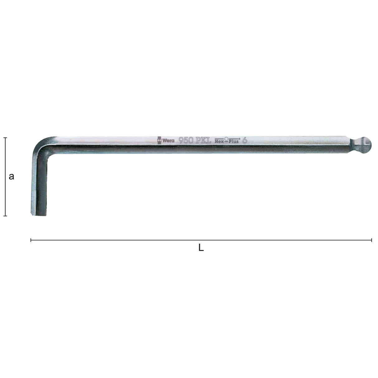 chei hexagonali lungi in forma de L cu capatul cu varf sferic si masurate in inci WERA 950 PKL - sefira.ro