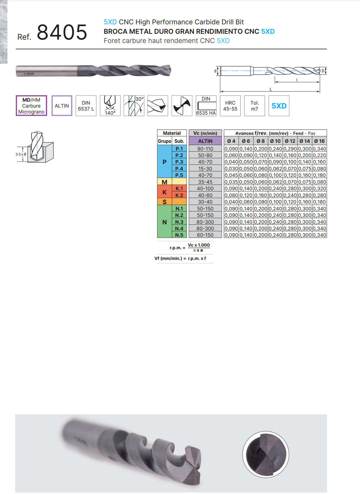 Burghiu Carbura 5xD IZAR 8405 Micrograin - sefira.ro