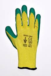 Manusi de protectie tricotate din bumbac imersate in latex in palma si pe degete, marimea 10