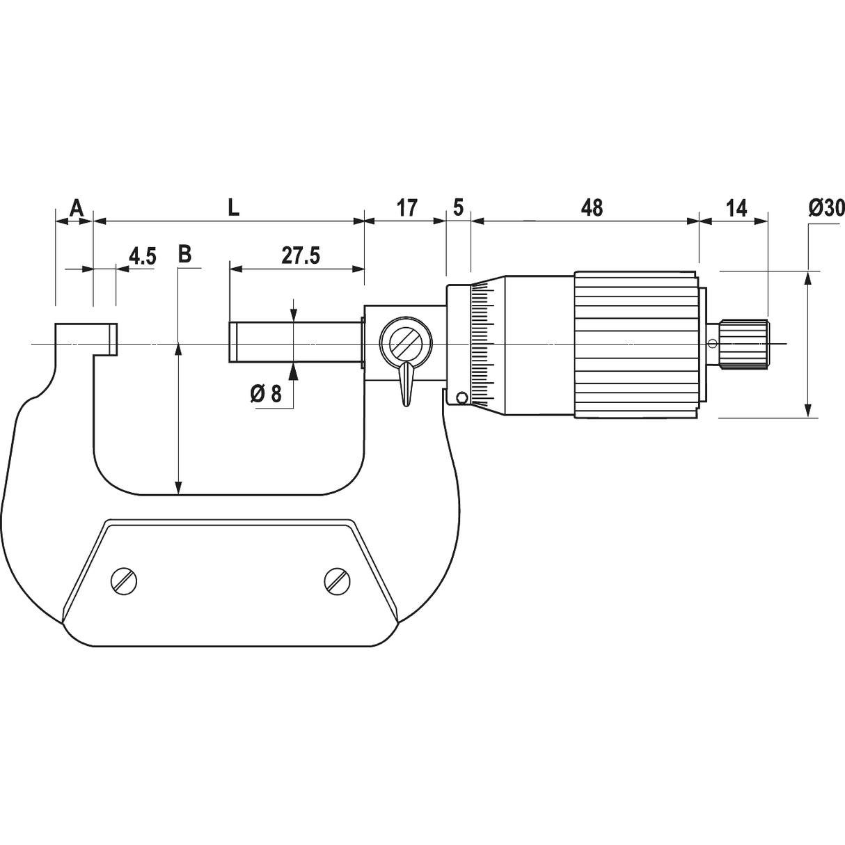 Micrometru extern cu ax 8 0-200 ALPA EXACTO - sefira.ro
