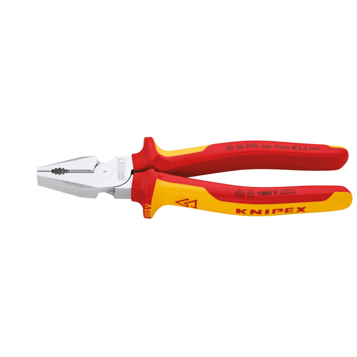 Cleste universal combinat cu parghie mare VDE tip izolat 1000 volti KNIPEX 02 06 180/200 - sefira.ro