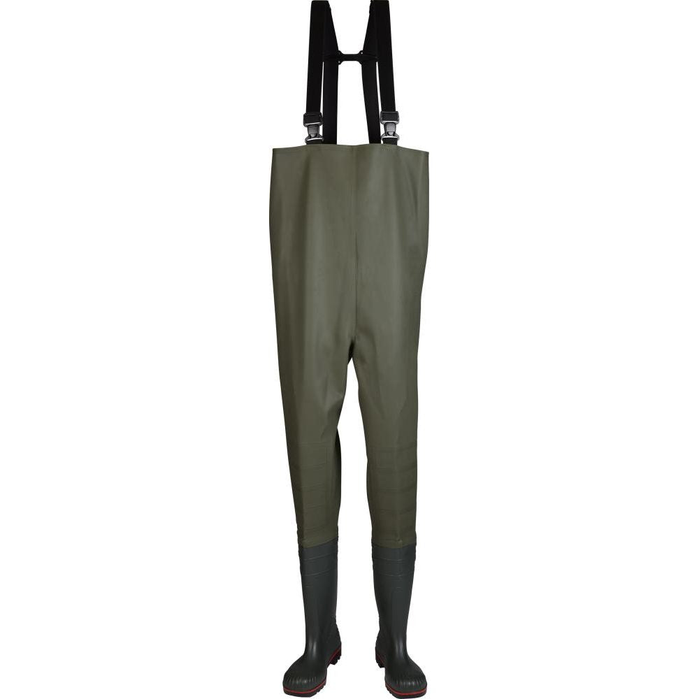 Cizme inalte de protectie cu bombeu, marimea 41, cu bretele, tip salopeta, Acifort Heavy Duty, S5 SRA, verde, DUNLOP® - sefira.ro