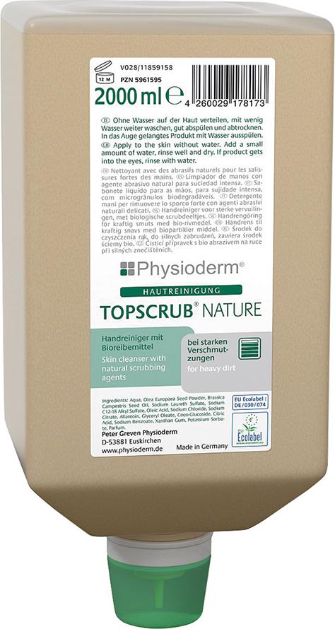 Pasta curatare pentru maini Topscrub® Nature, flacon Vario 2 L, PHYSIODERM - sefira.ro