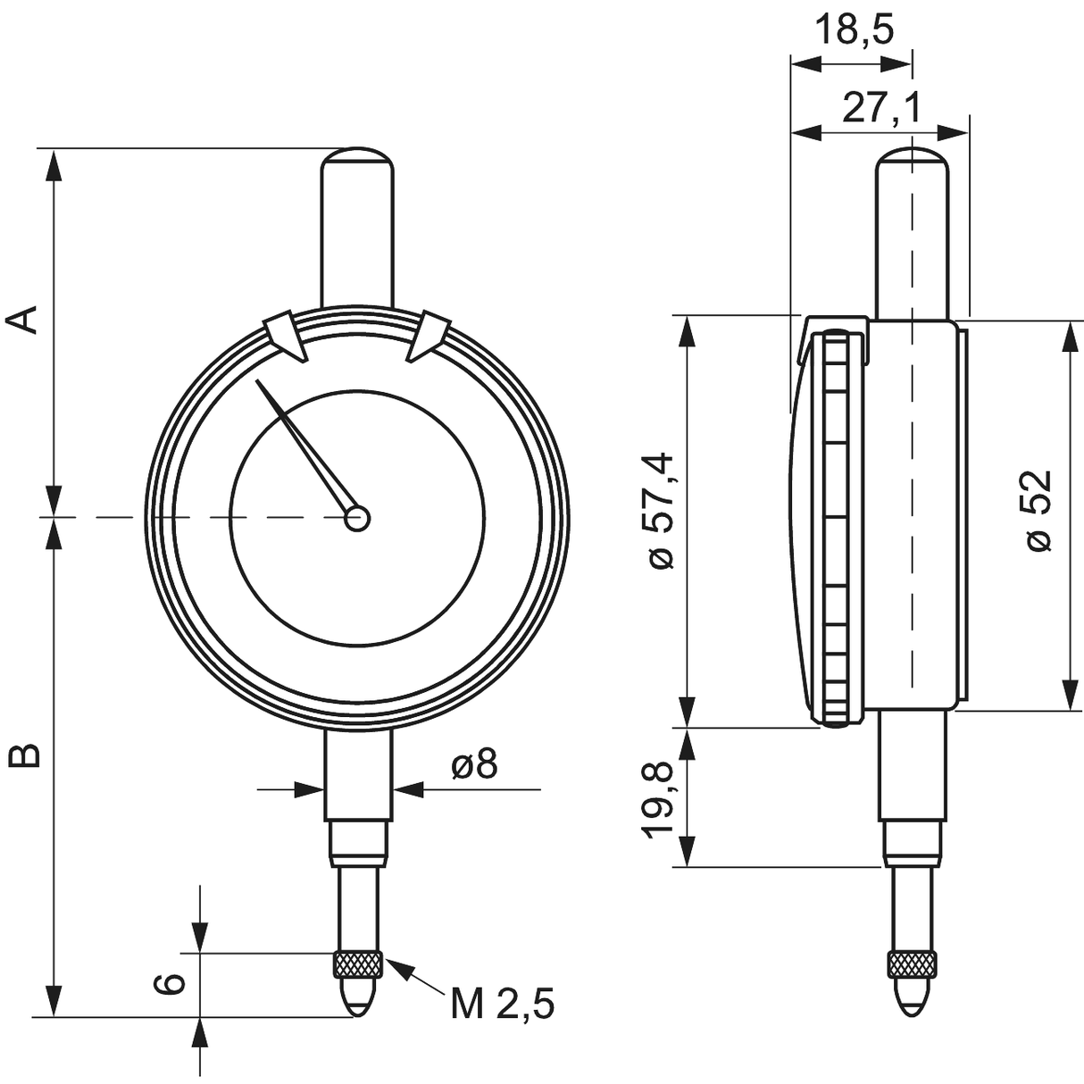 Ceas comparator centesimale Ø 58 ALPA - sefira.ro