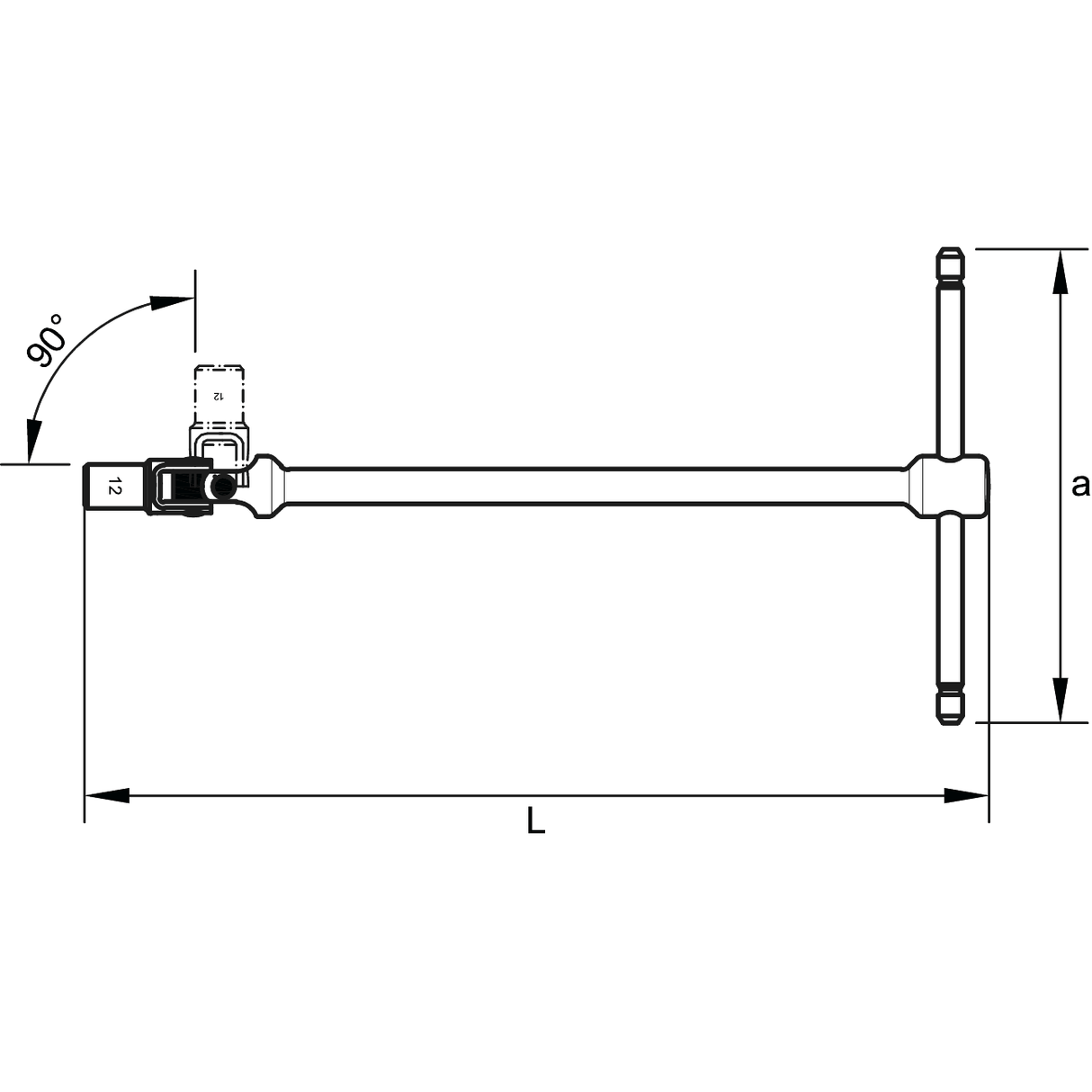 Chei tubulare hexagonale pivotante cu maner in T WODEX WX1910 - sefira.ro