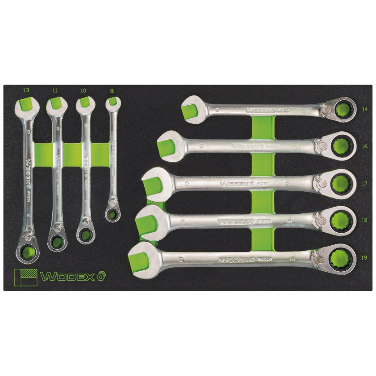 Set de chei combinate cu clichet cu clichet reversibil in modul EVA TRAY WODEX - sefira.ro