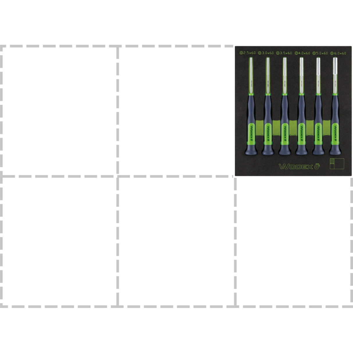 Set de microSurubelnite pentru electronica cu soclu hexagonal in spuma WODEX WX1957/SE6 - sefira.ro