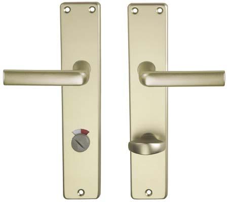 Pair of bathroom door handles No. with lock and long plate F1