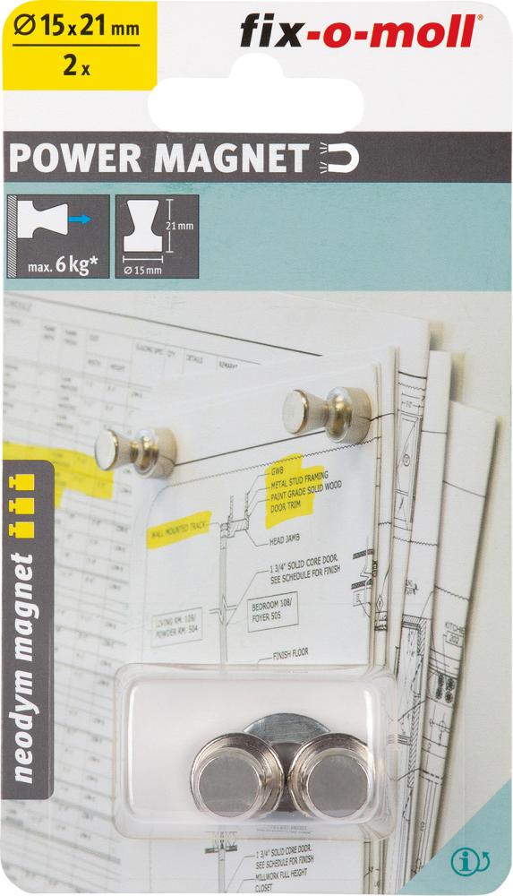 Magnetkegel Neodym Ø15 mm H21 mm,silber Inhalt: 2 - sefira.ro