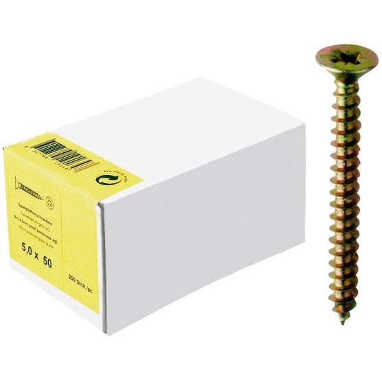 Surub pentru lemn, SeKo, galben, filetat complet, 3.0x 16 mm, E-NORMpro - sefira.ro