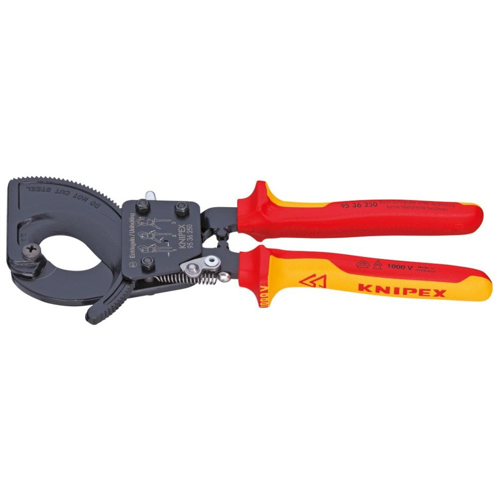Foarfeca pentru cablu, izolata VDE, 320 mm, Ø taiere 60 mm, clichet, 95 36 320, KNIPEX - sefira.ro