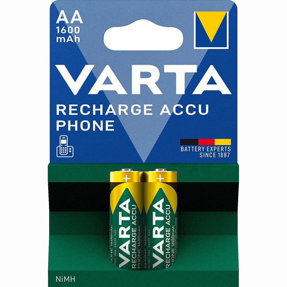 Acumulatori RECHARGE ACCU Phone Mignon AA, HR06, 1600 mAh, blister de 2 buc, VARTA - sefira.ro