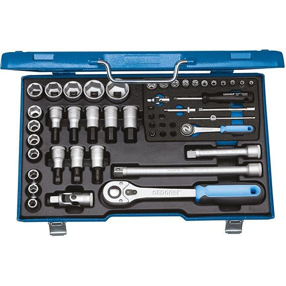 Set chei tubulare 1/4" si 1/2", 50 bucati, 6 canturi, Nr. 19 V20 U-10, GEDORE - sefira.ro