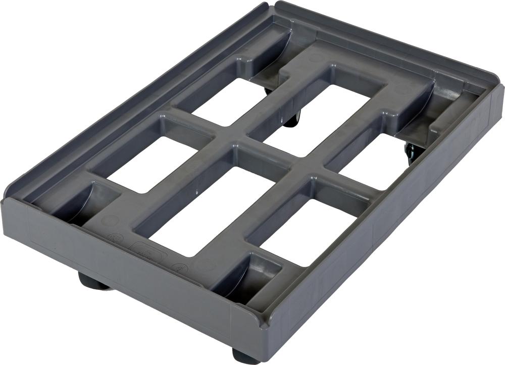 Carucior de transport pentru toate lazile Euro standard, 410 x 610 x 190 mm, portanta 300 kg, roti Ø 100 mm, rosu - sefira.ro