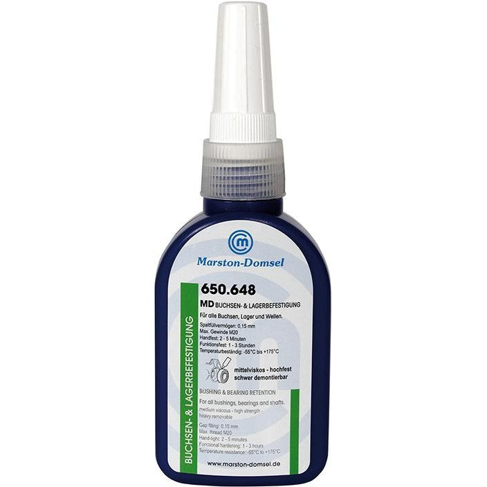 Adeziv pentru fixare bucse si rulmenti 650.648, flacon 0.05 kg, vascozitate medie, MARSTON-DOMSEL - sefira.ro