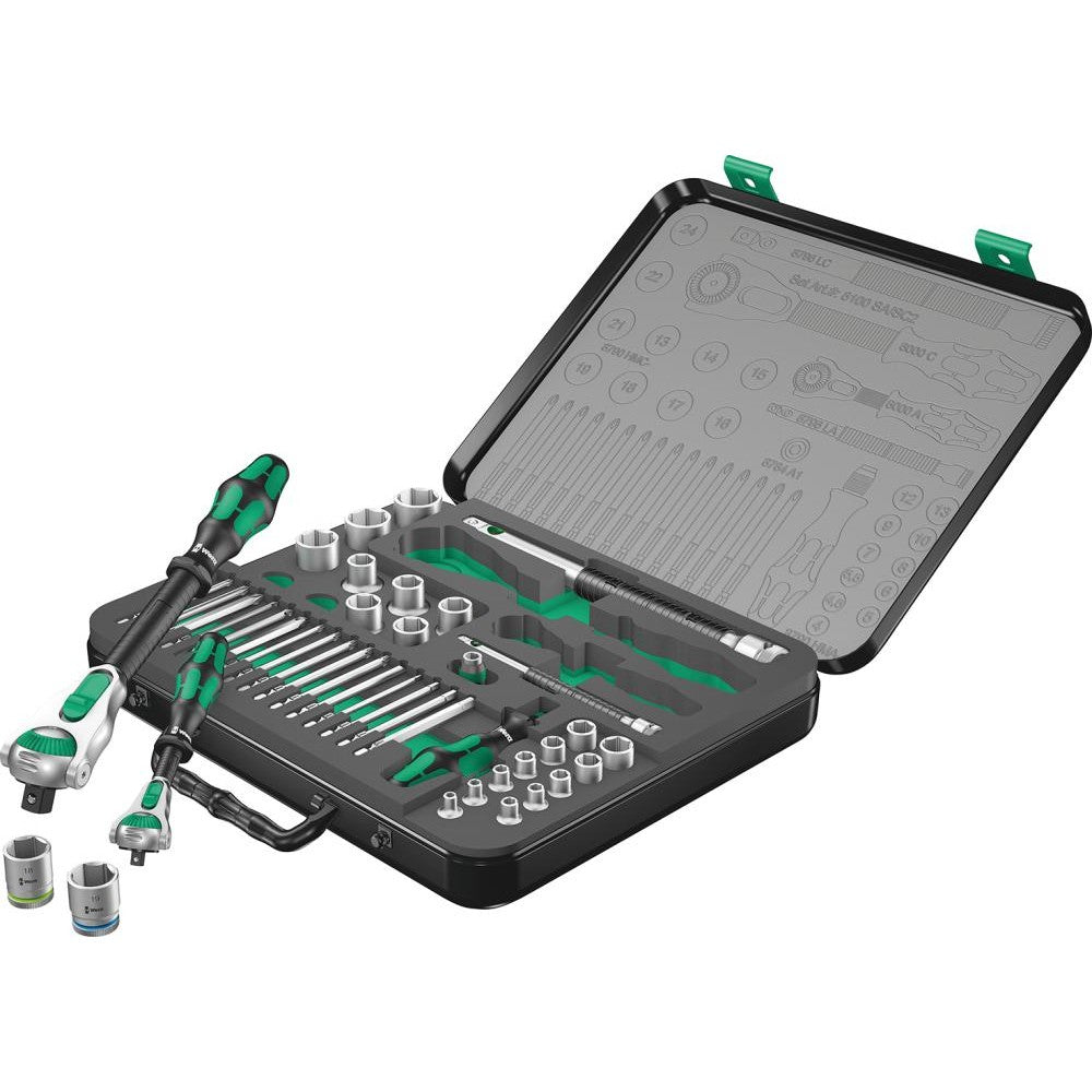 Set chei tubulare 1/4" si 1/2", ZYKLOP Speed, set 43 buc, 6 canturi, 05160785001, WERA - sefira.ro