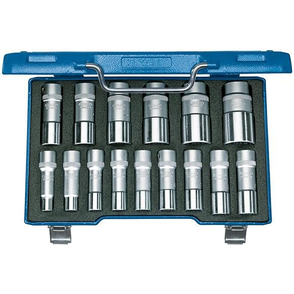 Set chei tubulare 1/2", 10 - 32 mm, executie lunga, 12 canturi, 15 buc, Nr. D 19 L-015, GEDORE - sefira.ro