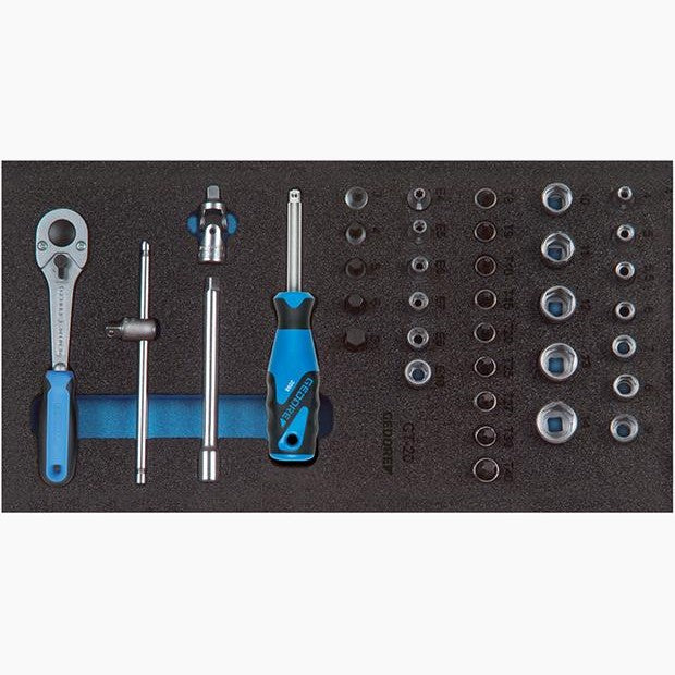 Modul scule 1/4", chei tubulare, antrenor clichet, set 37 buc, 1500 CT1-20, GEDORE - sefira.ro