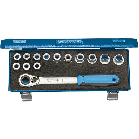 Set chei tubulare 1/2", 6 canturi, 10-24 mm, 14 piese, Nr. 19 SKU-20, GEDORE - sefira.ro